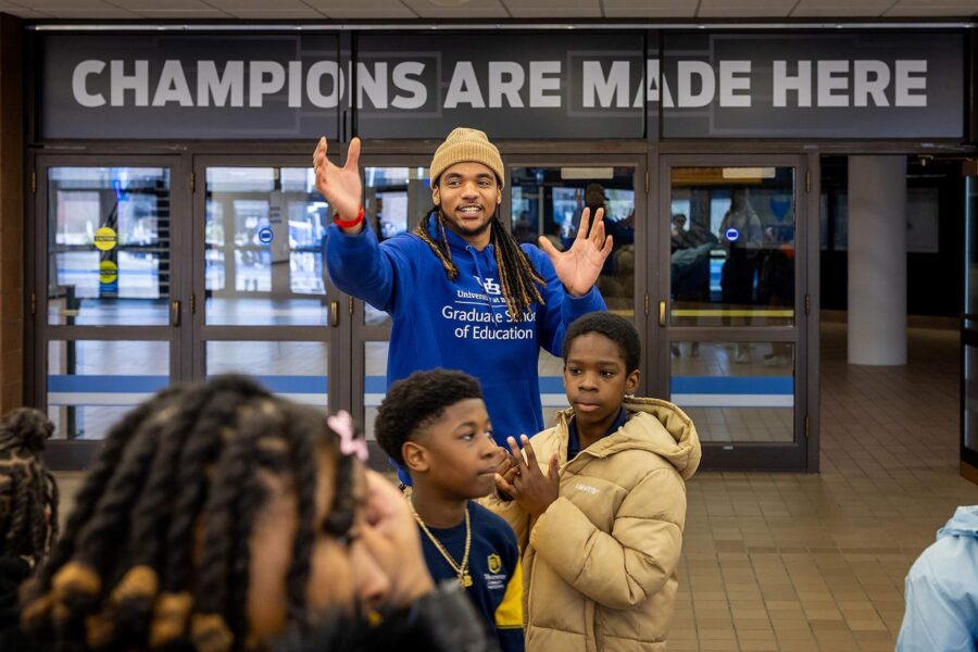 UB Bull graduate meeting with Westminster Community Charter School at UB