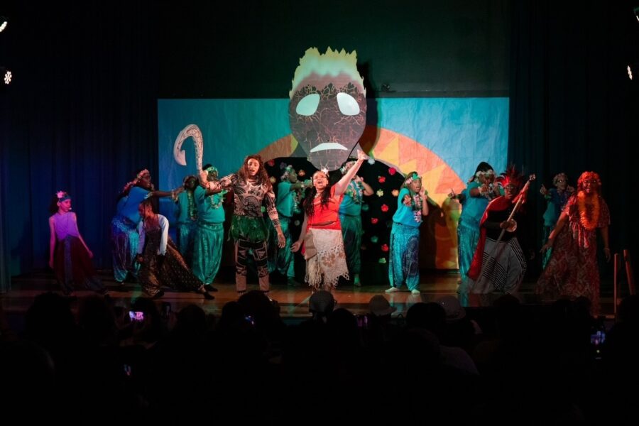 Moana Jr musical performance with student performers on stage